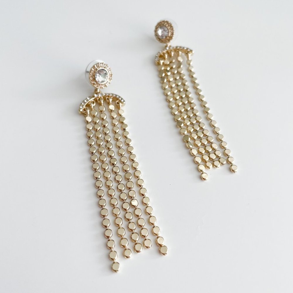 J. Crew Factory Gold Crystal Waterfall Drop Earrings - Picture 2 of 3